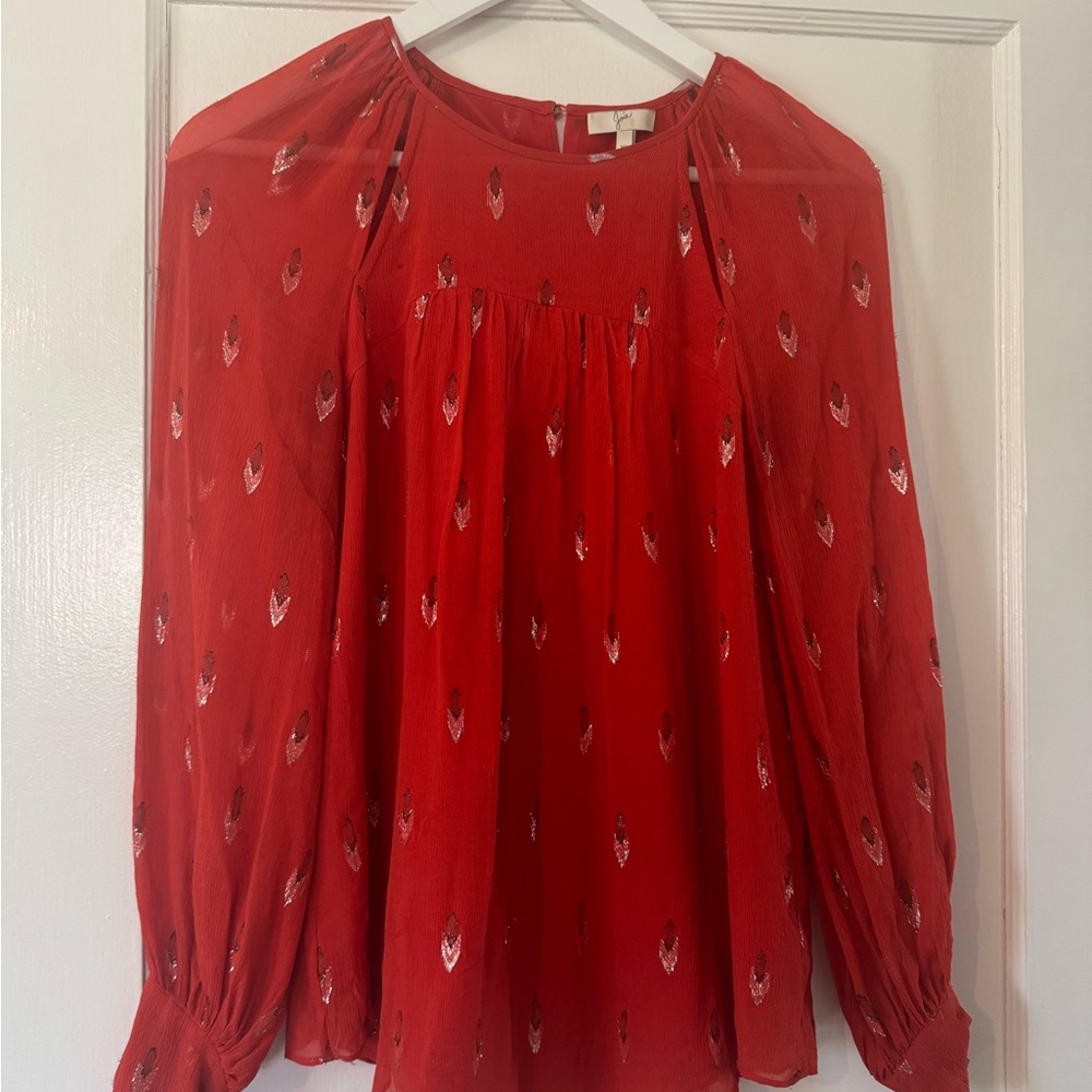 Joie Burnt Orange Women's Top with subtle metallic Pattern